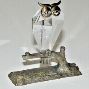 Vintage Faceted Crystal & Brass Owl
Figurine Miniature
